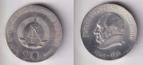 DDR Gedenk Münze 20 Mark Johann Wolfgang von Goethe 1969 Silber (122698)