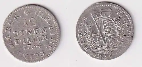 1/12 Taler Silber Münze Sachsen 1764 EDC ss+ (159985)