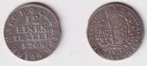 1/12 Taler Silber Münze Sachsen 1764 IFoF ss (150393)