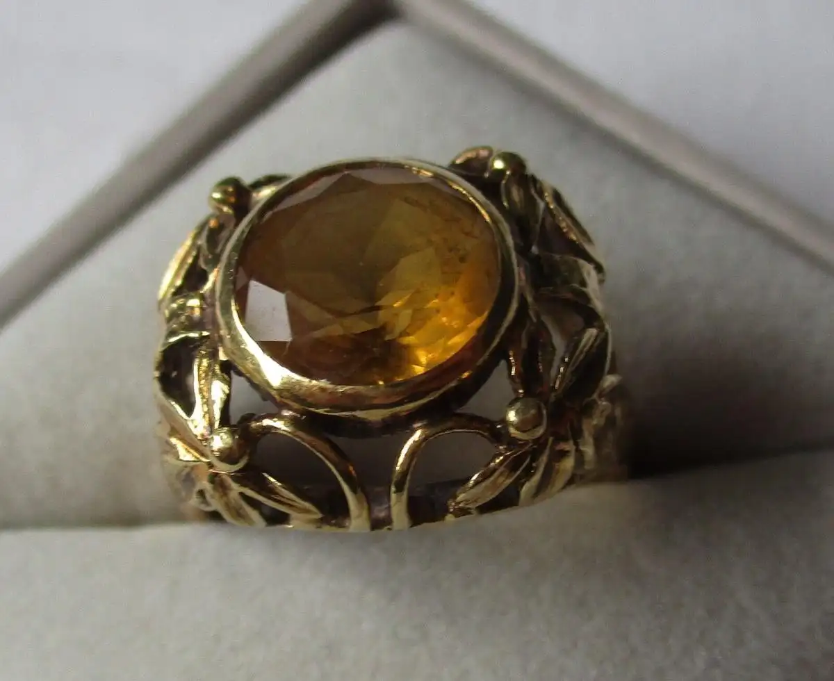charmanter Damen Ring aus 585er Gold im Jugendstil floraler Ringkopf (104194) 0