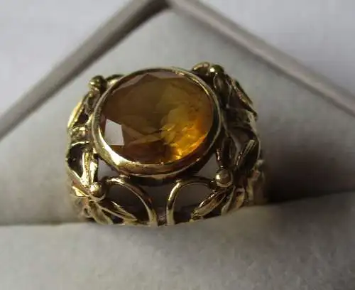 Charmanter Damen Ring aus 585er Gold im Jugendstil floraler Ringkopf (104194)