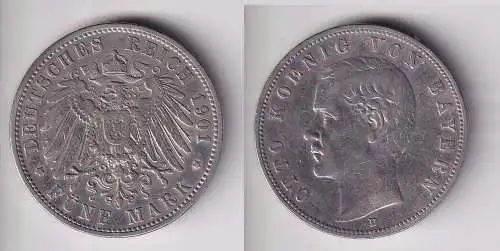 5 Mark Silbermünze Bayern König Otto 1901 Jäger 46 ss (122919)