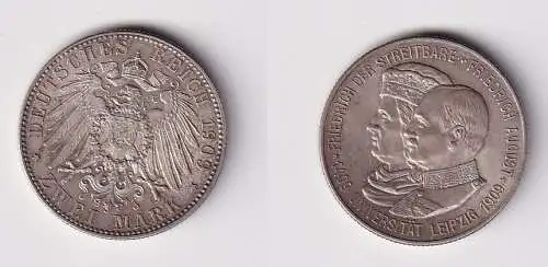 2 Mark Silbermünze Sachsen Universität Leipzig 1909 Jäger 138 vz+ (122183)