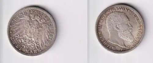 2 Mark Silbermünze Württemberg König Wilhelm II 1912 Jäger 174 Stgl. (126459)