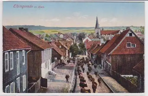 87542 Ak Elbingerode im Harz Strasse mit Kuhherde um 1910