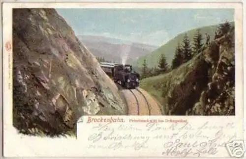 10462 Ak Brockenbahn Felseinschnitt im Drängethal 1901