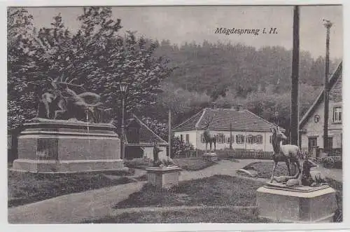 71167 Ak Mägdesprung im Harz Hirschgruppe um 1910