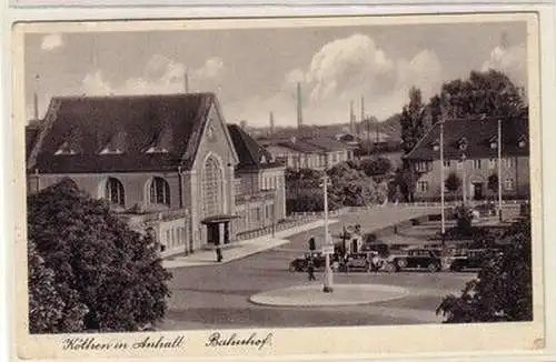 60639 Ak Köthen in Anhalt Bahnhof um 1940