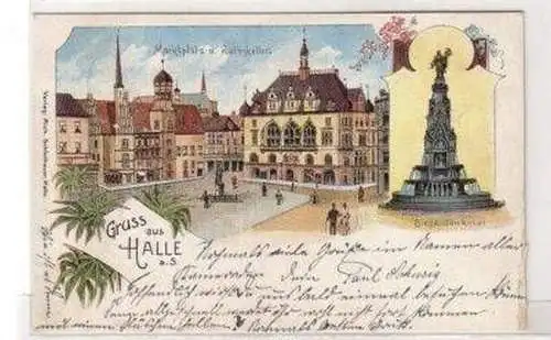 48233 Ak Lithographie Gruß aus Halle a.d.S. 1915