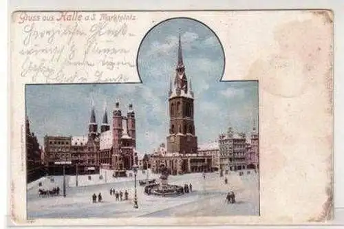 46846 Winter Ak Gruß aus Halle a.S. Marktplatz 1913