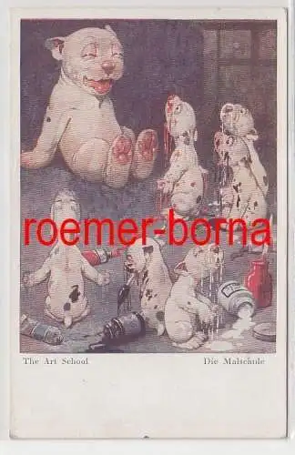 63921 Humor Ak Bulldogge Bonzo 'Die Malschule' 1928