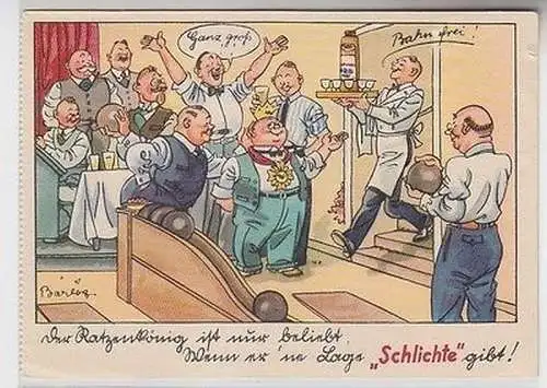 65548 Humor Ak Spirituosen Reklame "Schlichte" um 1940