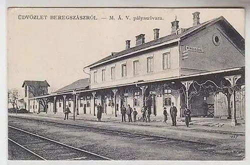 67529 Ak Üdvözlet Beregszászról Beregszász Berehowe Bergsaß Bahnhof um 1915