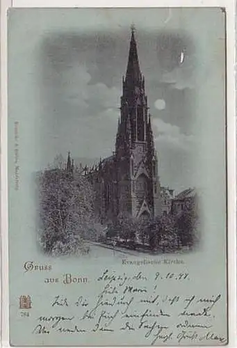 37243 Ak Gruss aus Bonn evangelische Kirche 1898