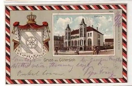 35116 Wappen Ak Gruß aus Gütersloh Rathaus 1910