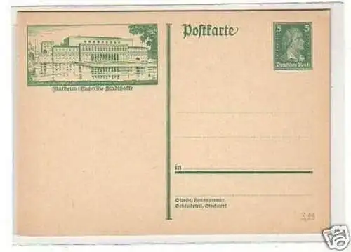 34424 Ganzsachen-Postkarte Mülheim Stadthalle um 1930