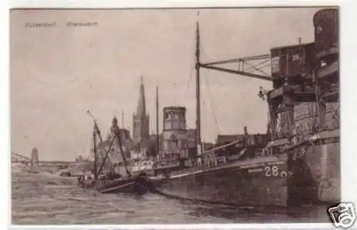 29217 Ak Düsseldorf Rheinwerft mit Schiffen 1909