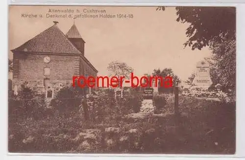 85210 Ak Altenwalde b. Cuxhaven Kirche u. Denkmal d. gefallenen Helden 1914-18