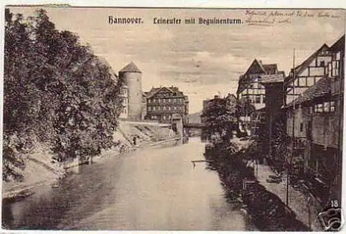 07644 Ak Hannover Leineufer mit Beguinenturm 1911