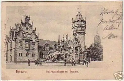 07645 Ak Hannover Flußwasserkunst mit Brunnen 1903