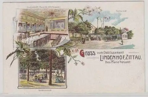 46133 Ak Lithographie Gruß aus Zittau Gasthaus um 1910