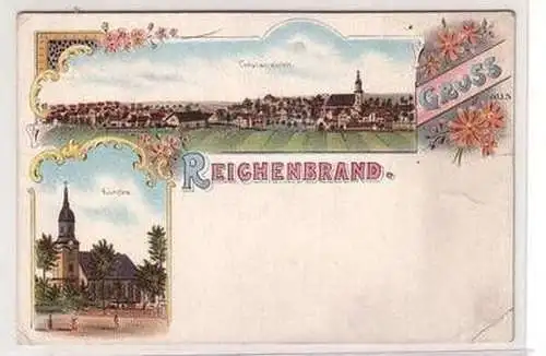 53737 Ak Lithographie Gruß aus Reichenbrand Kirche usw. um 1900