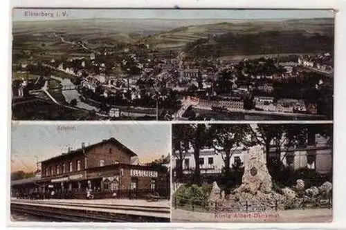 54849 Mehrbild Ak Elsterberg im Vogtland Bahnhof usw. 1913