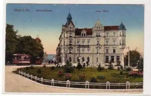 49848 Ak Zittau Bahnhofstraße Hotel Hütter 1913