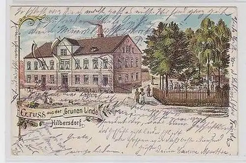 63100 Ak Lithographie Gruß aus der "Grünen Linde" Hilbersdorf 1904