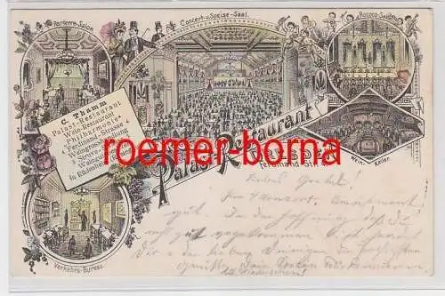 73650 Ak Lithografie Gruss vom Palast-Restaurant Dresden Ferdinand-Str. 1897