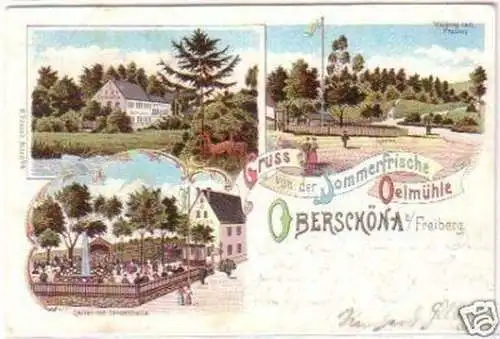 28522 Ak Litho Gruss von der Oelmühle Oberschöna 1907