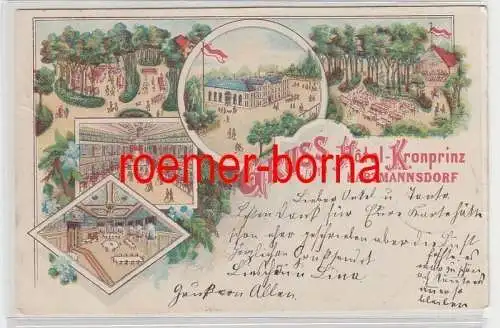 78666 Ak Lithographie Gruss vom Hotel Kronprinz Hartmannsdorf 1905