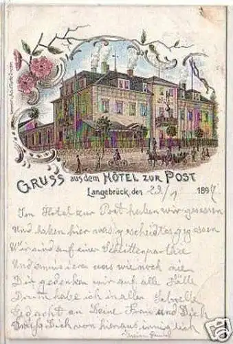 20749 Ak Lithographie Gruss aus Langebrück Hotel 1897