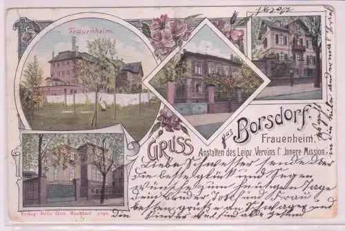 24993 Ak Lithographie Gruß aus Borsdorf Frauenheim Innere Mission 1903