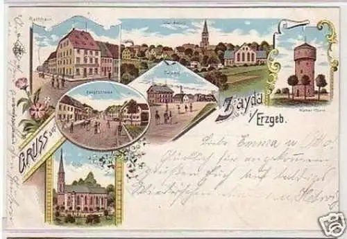 26092 Ak Lithographie Gruß aus Sayda im Erzgebirge 1899