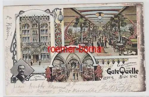 72525 Ak Lithografie Gruss aus Leipzig Etablissement Gute Quelle Brühl 1905