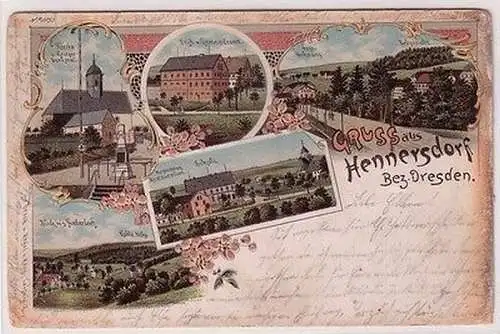 67569 Ak Lithographie Gruss aus Hennersdorf Bez. Dresden 1903