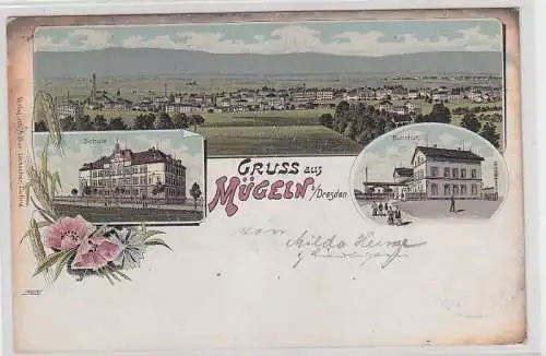 69806 Ak Lithographie Gruß aus Mügeln bei Dresden 1902