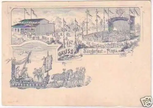 29261 Ak Lithografie Gruss vom Sängerfest in Pirna 1898