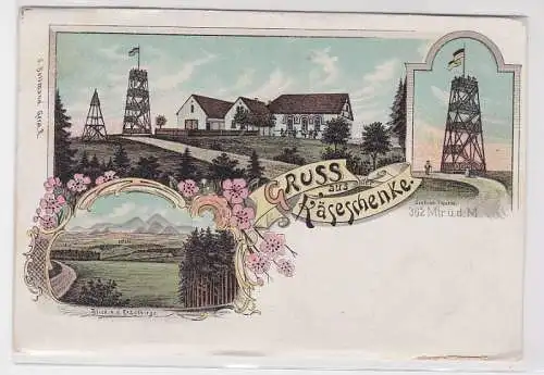 92700 Ak Lithographie Gruß aus der Käseschenke im Erzgebirge um 1900