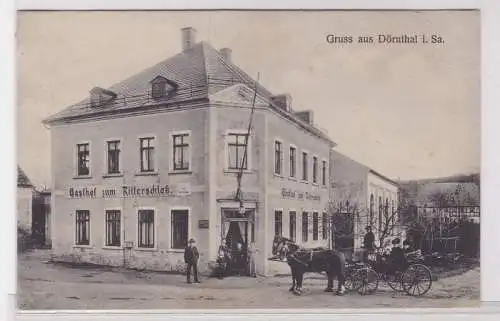 93013 AK Gruss aus Dörnthal in Sachsen - Gasthof zum Ritteerschloß 1917