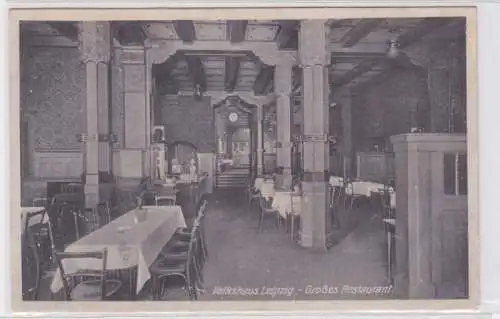 87426 AK Volkshaus Leipzig - Großes Restaurant Innenansicht um 1920