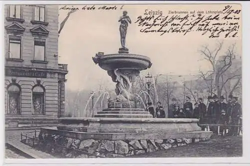 87652 AK Leipzig - Zierbrunnen auf dem Löhrsplatz, Restaurant & Café 1903