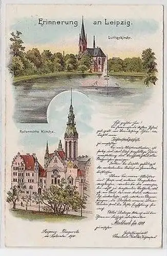 62274 Ak Erinnerung an Leipzig Lutherkirche und Reformierte Kirche 1900