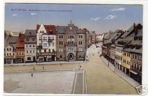 17478 Ak Mittweida Marktplatz mit Rochlitzer Strasse