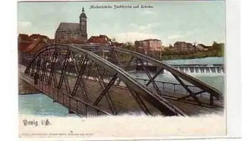 39237 Ak Penig Muldenbrücke Stadtkirche Schulen 1901