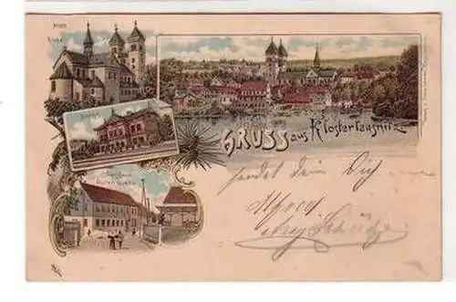 50507 Ak Lithographie Gruß aus Klosterlausnitz Bahnhof, Gasthaus usw. 1905