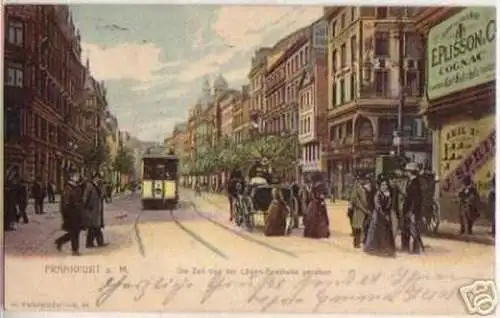 05515 Ak Frankfurt a.M. die Zeil mit Straßenbahn 1902