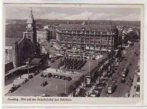 29842 Ak Hamburg Hauptbahnhof und Bieberhaus um 1940