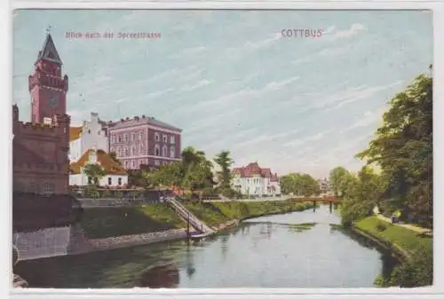 99038 Ak Cottbus Blick nach der Spreestrasse 1911